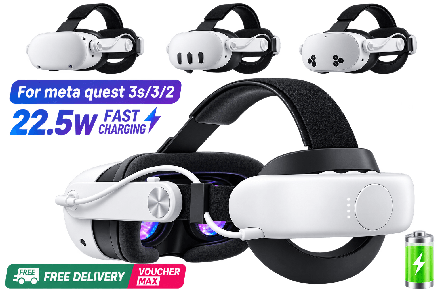 All In 7000 mah Battery  Headstrap For Oculus Quest 2/3/3S (Just Headstrap Only)