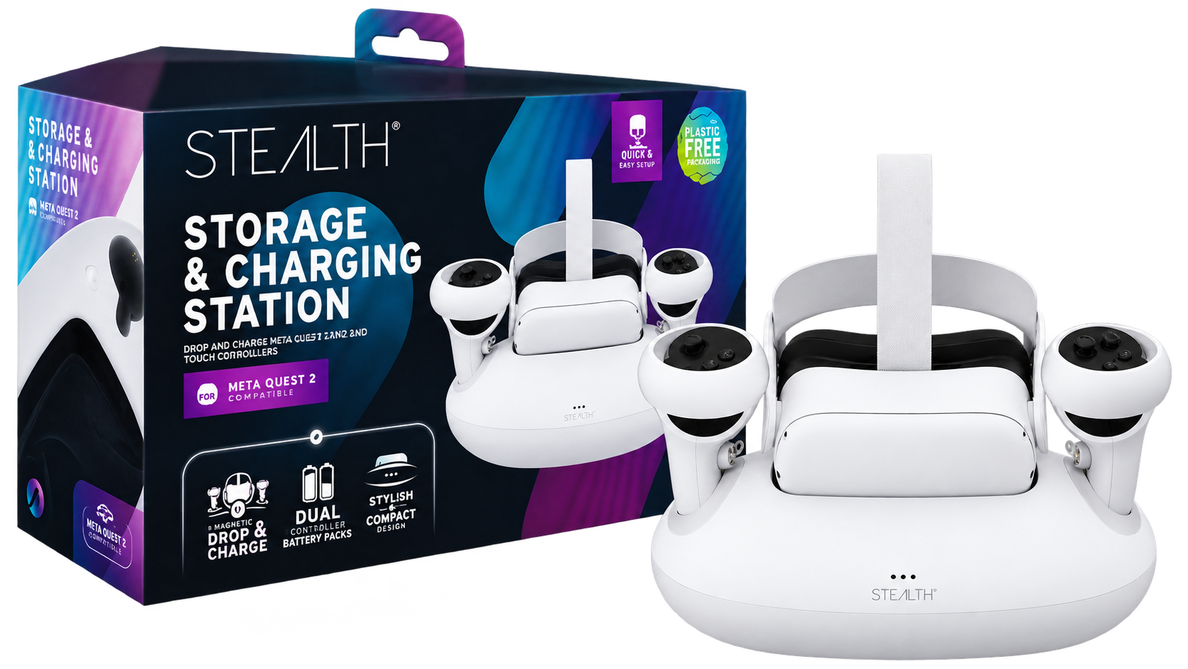 Stealth Storage & Charging Station for Meta Quest 3 – Dual Rechargeable Battery